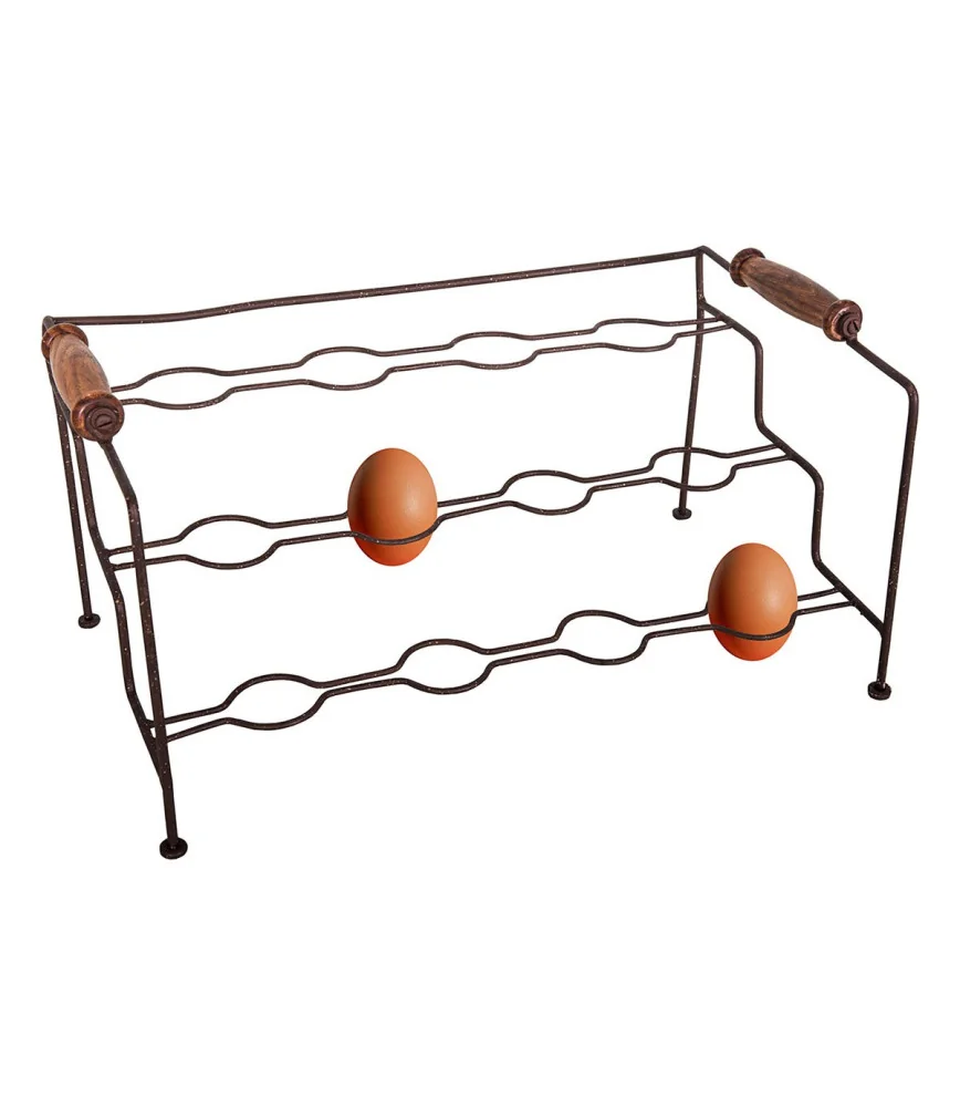 Porte oeuf rectangulaire poignée bois
