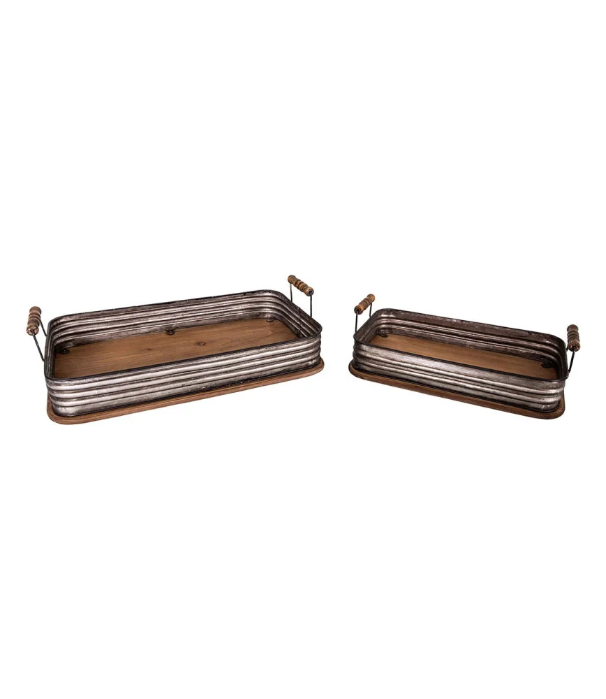 Set 2 plateaux zinc/bois