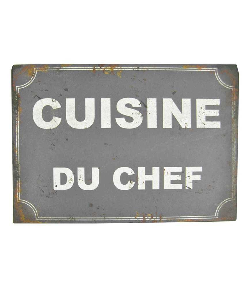 Plaque "cuisine du chef" bleue 30*21 Fer+papier