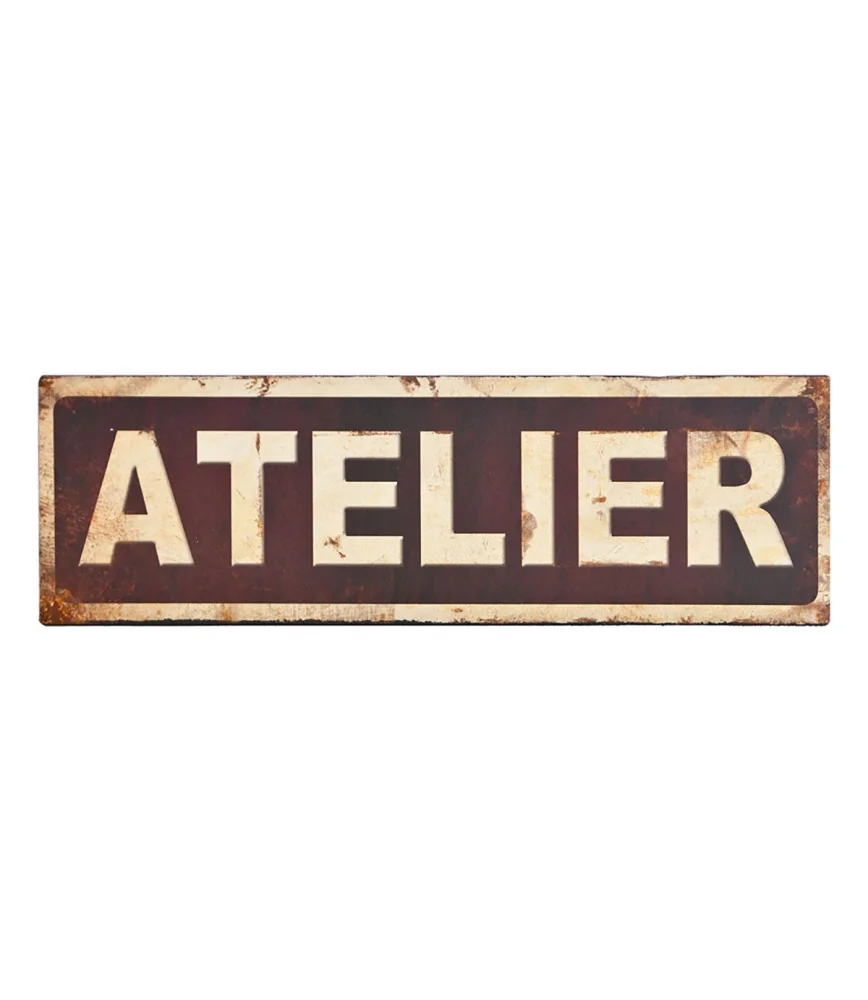 Plaque "ATELIER" 35*11 Fer+Papier