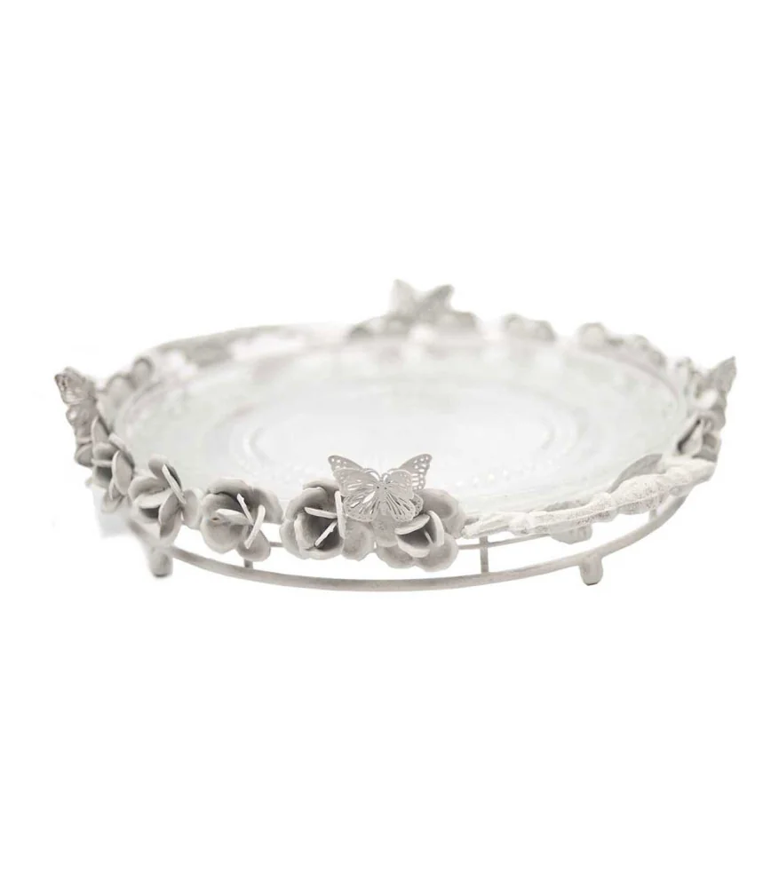 Plateau "roses et papillons"