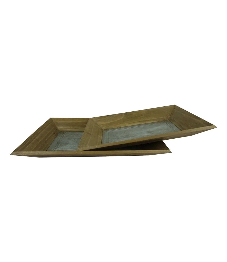 Set 2 plateaux zinc et bois