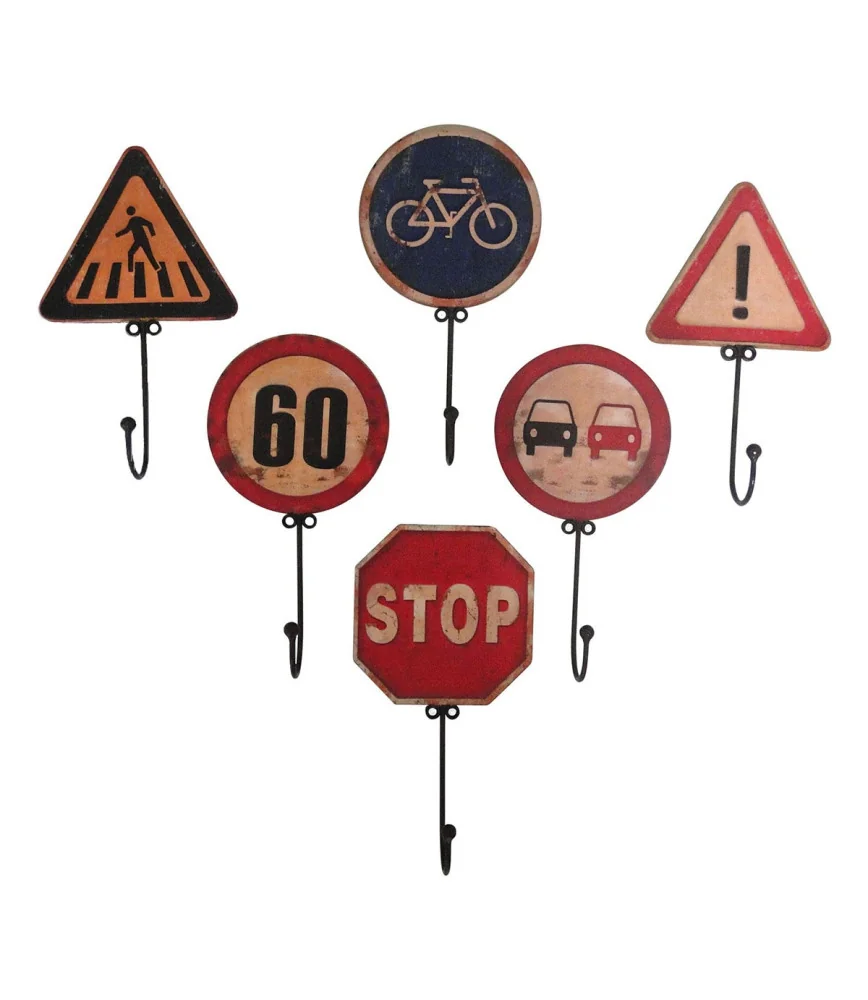 Set 6 patères panneaux de signalisation