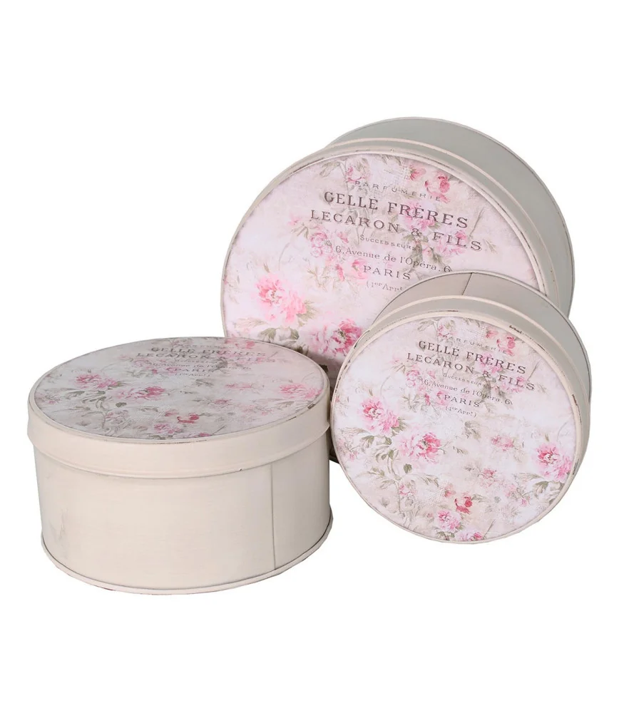 Set de 3 boites rondes romantiques