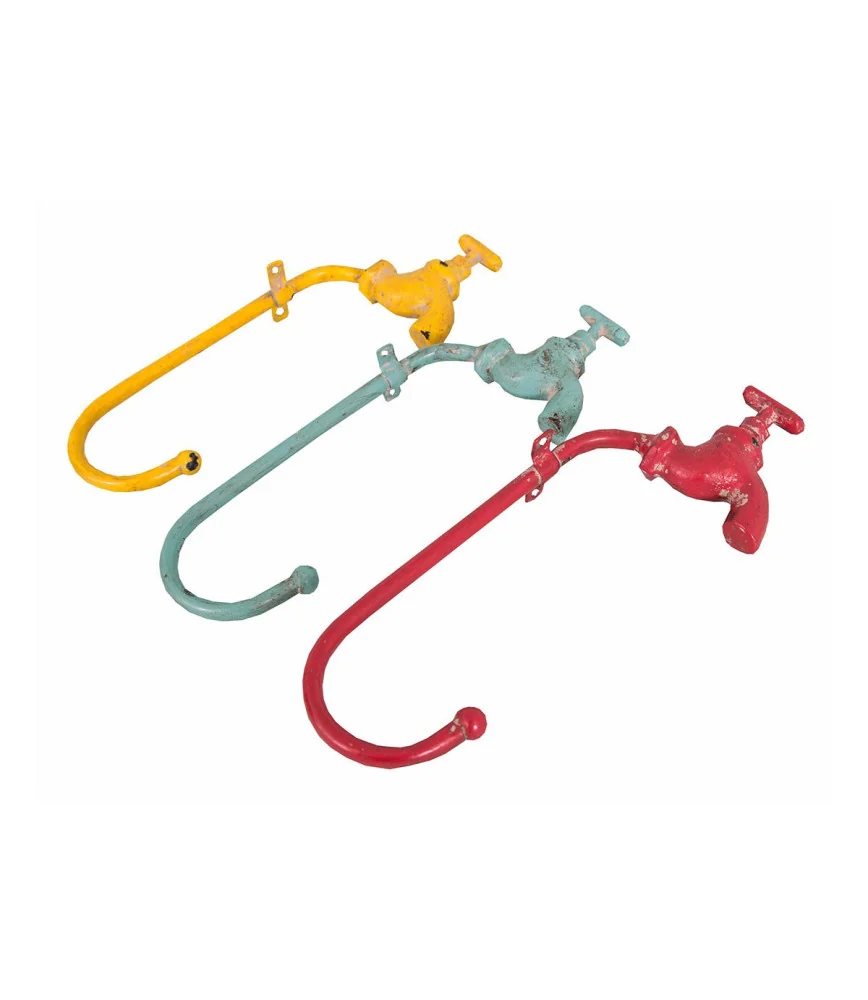 Set 3 patères robinet jaune/rouge/bleu