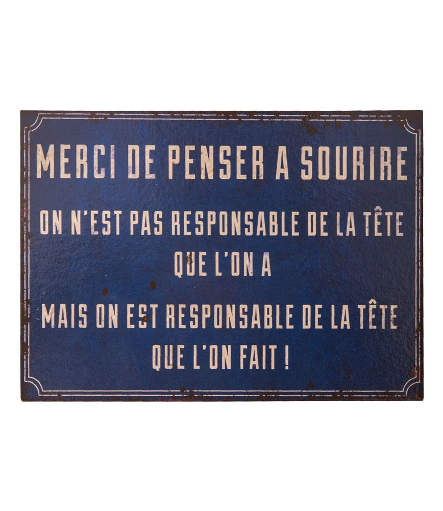 Plaque "Penser à sourire" 21*15