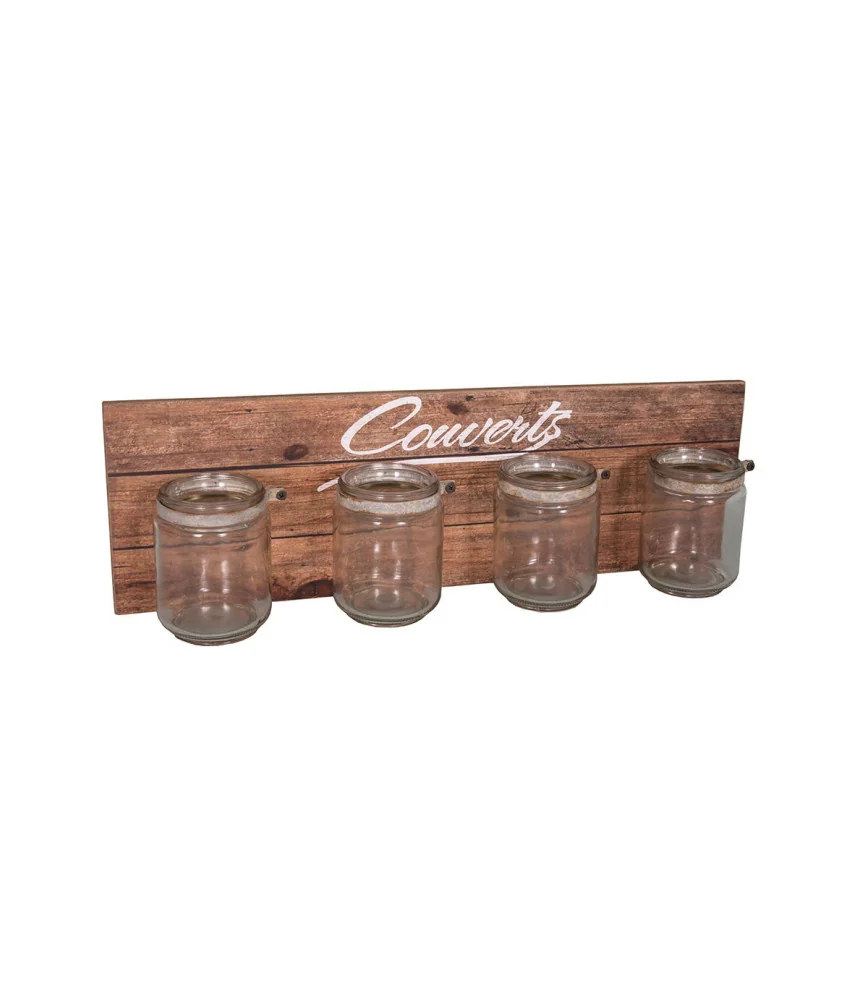 Range couverts avec 4 pots verre