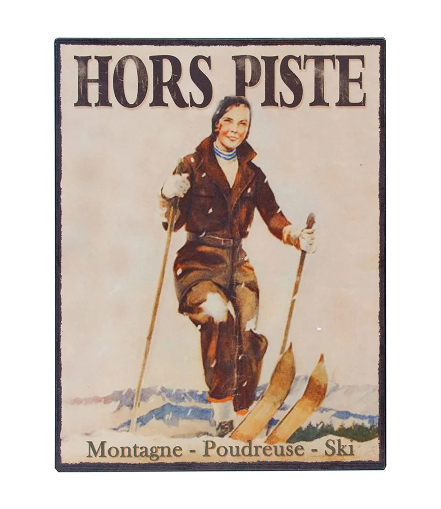 Plaque skieuse hors piste 25*33
