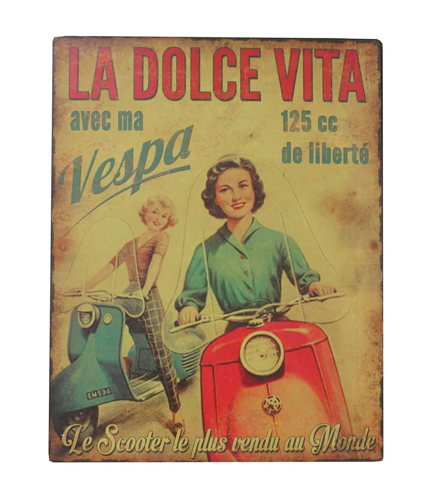 Plaque LA DOLCE VITA 28X22 Fer+papier