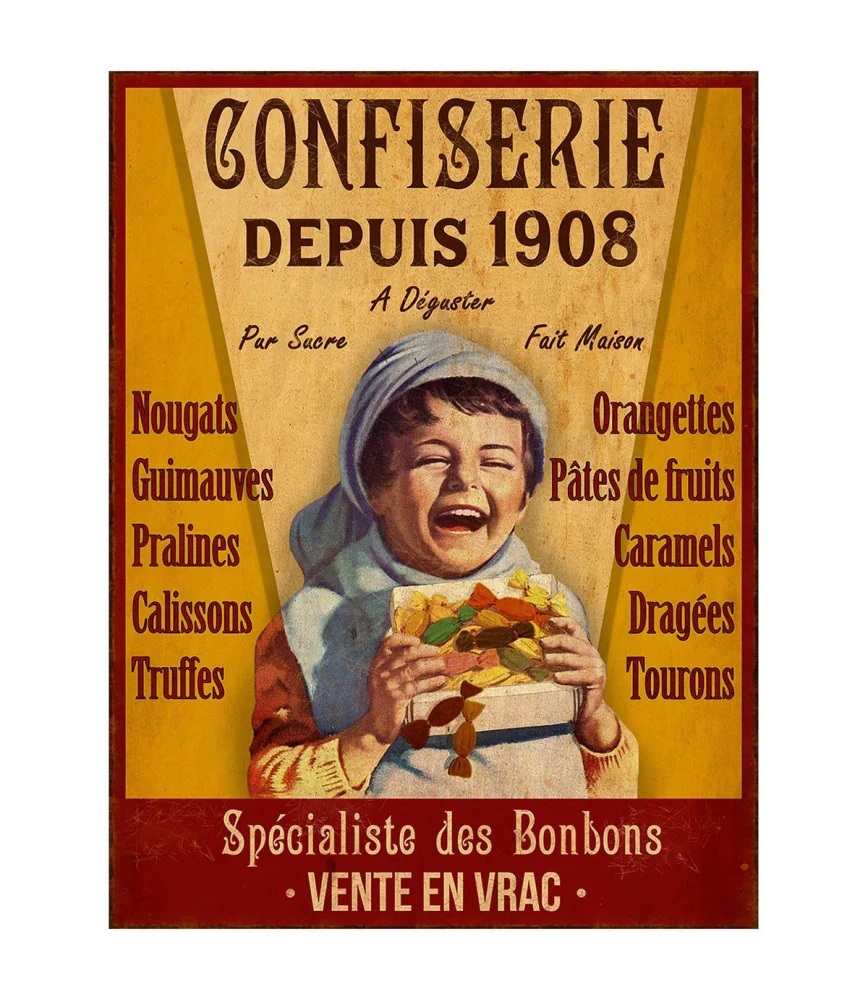 Plaque métal Confiserie 33 x 25 cm
