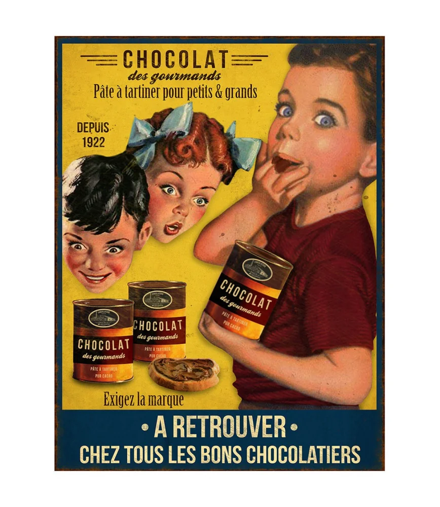 Plaque métal Chocolat à tartiner 50 x 38 cm
