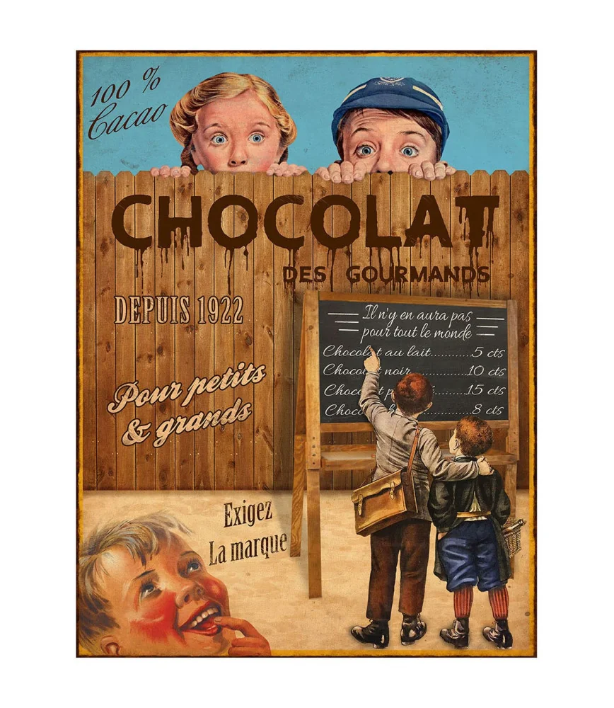 Grande plaque métal Chocolat tableau noir 50 x 38 cm