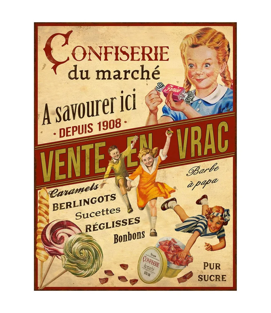 Plaque métal Confiserie 33 x 25 cm