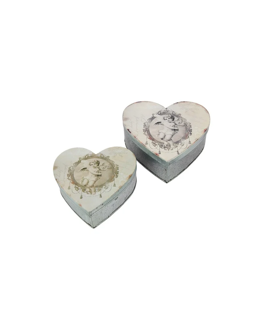 Set 2 boîtes coeur "décor anges"