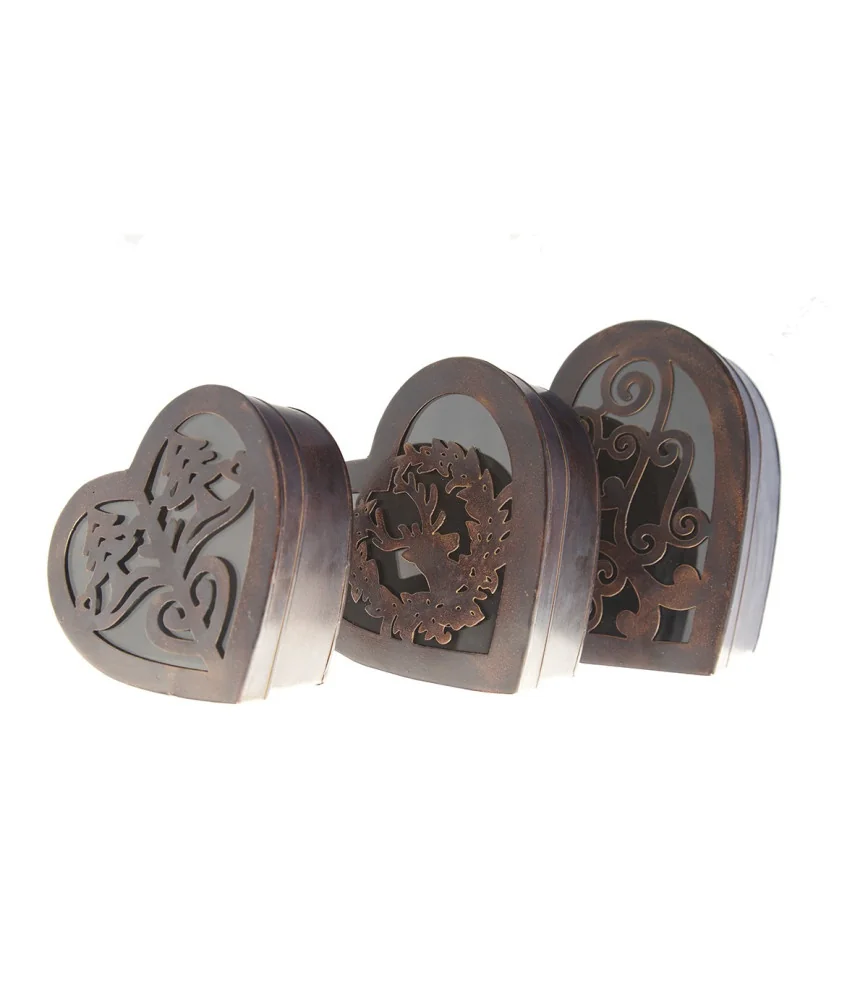 Set 3 boîtes coeur antique