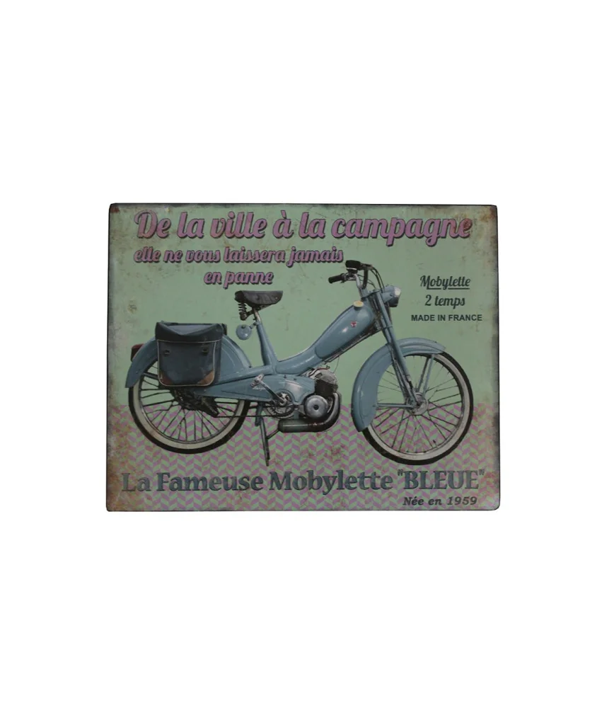 Plaque mobylette 28*22 cms Fer+papier