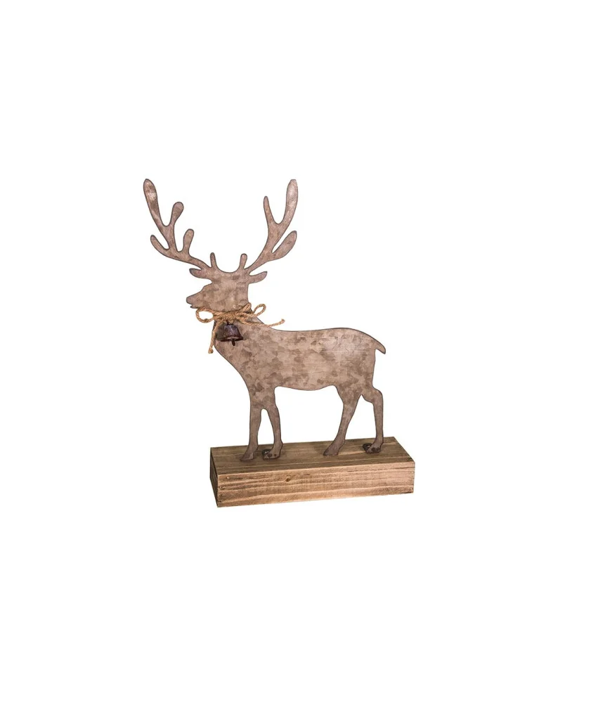 Cerf en zinc sur socle bois