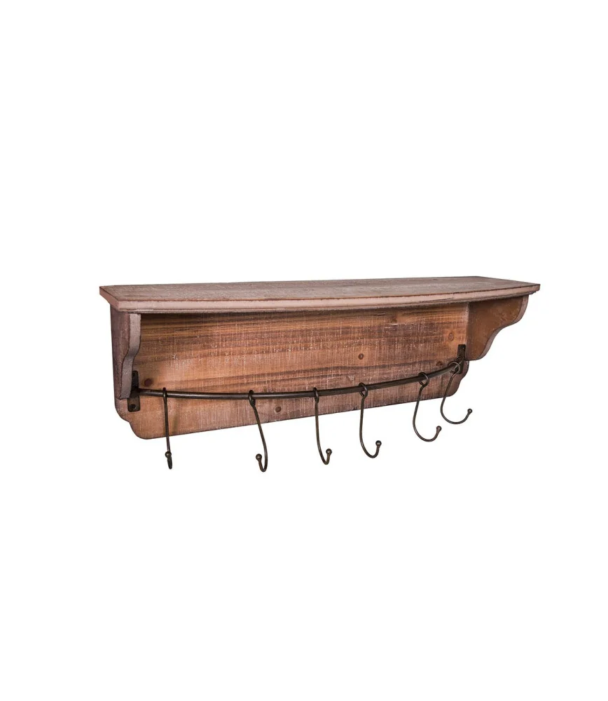 Etagère bois avec crochets