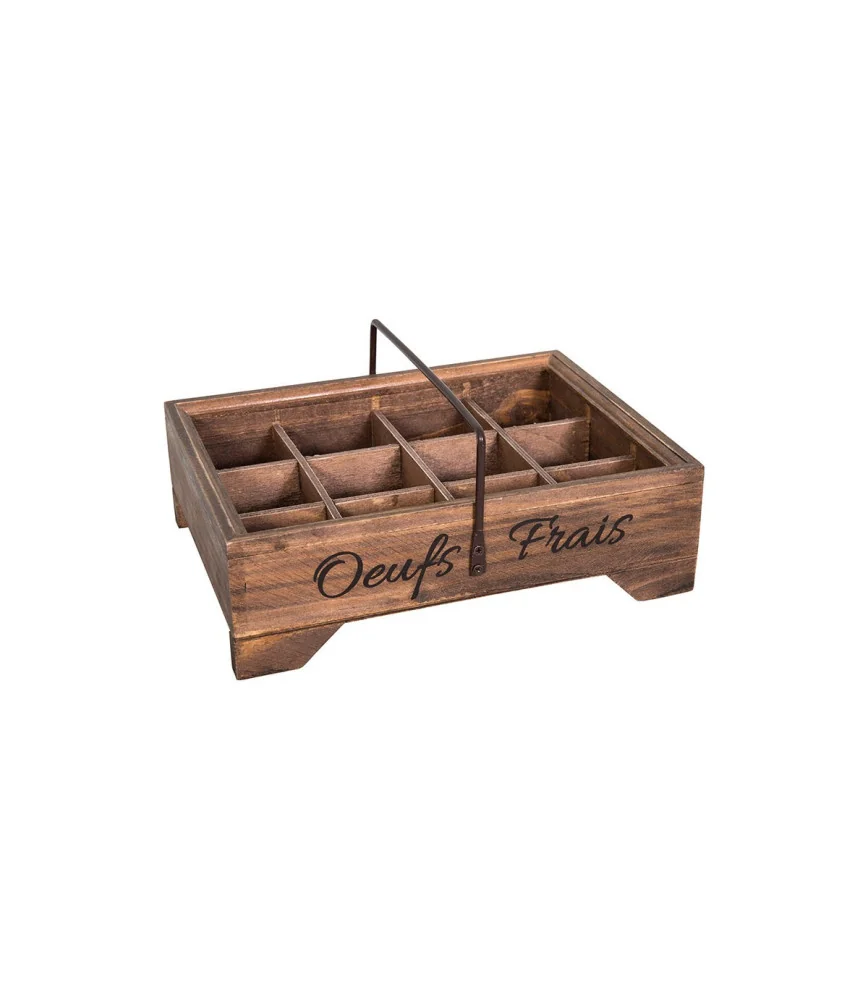 Porte 12 oeufs bois "oeufs frais"