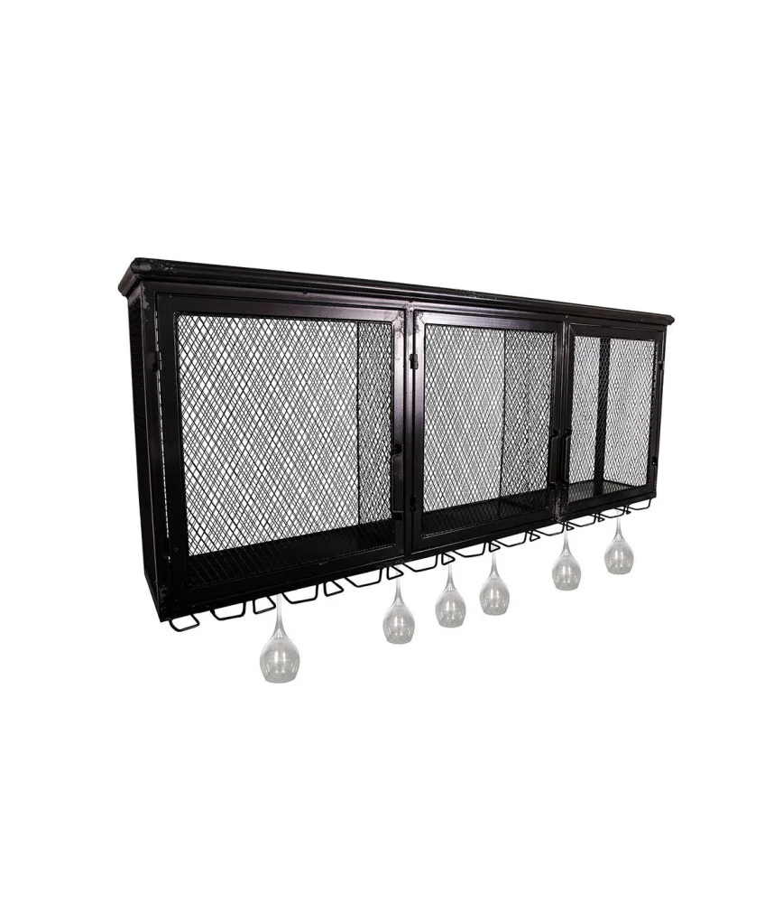 Vitrine 3 portes grillagées +porte-verres