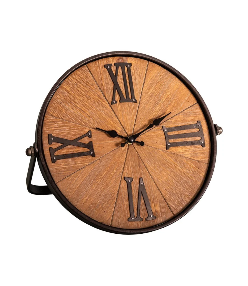 Pendulette fer et bois Ø 26 cm