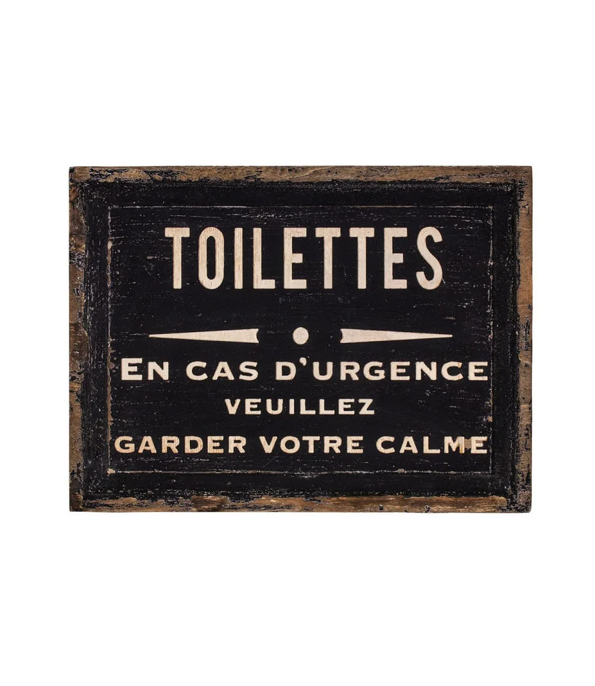 Plaque bois Toilettes