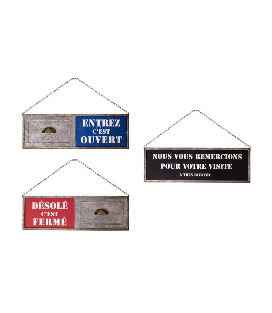 Panneau de porte sur chainette "ouvert fermé"