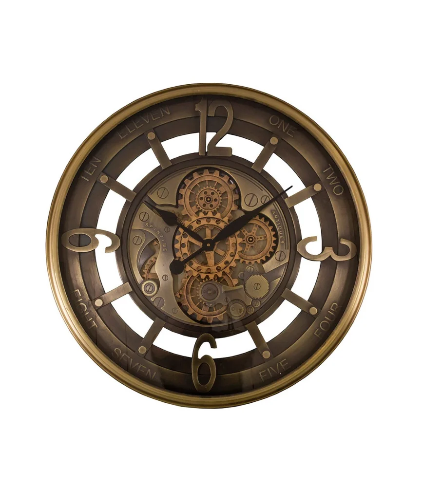 Pendule indus vitrée Ø 70 cm avec rouages