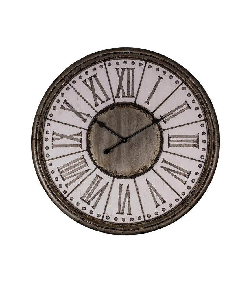 Pendule zinc avec cartouches blanc Ø 79.5 cm