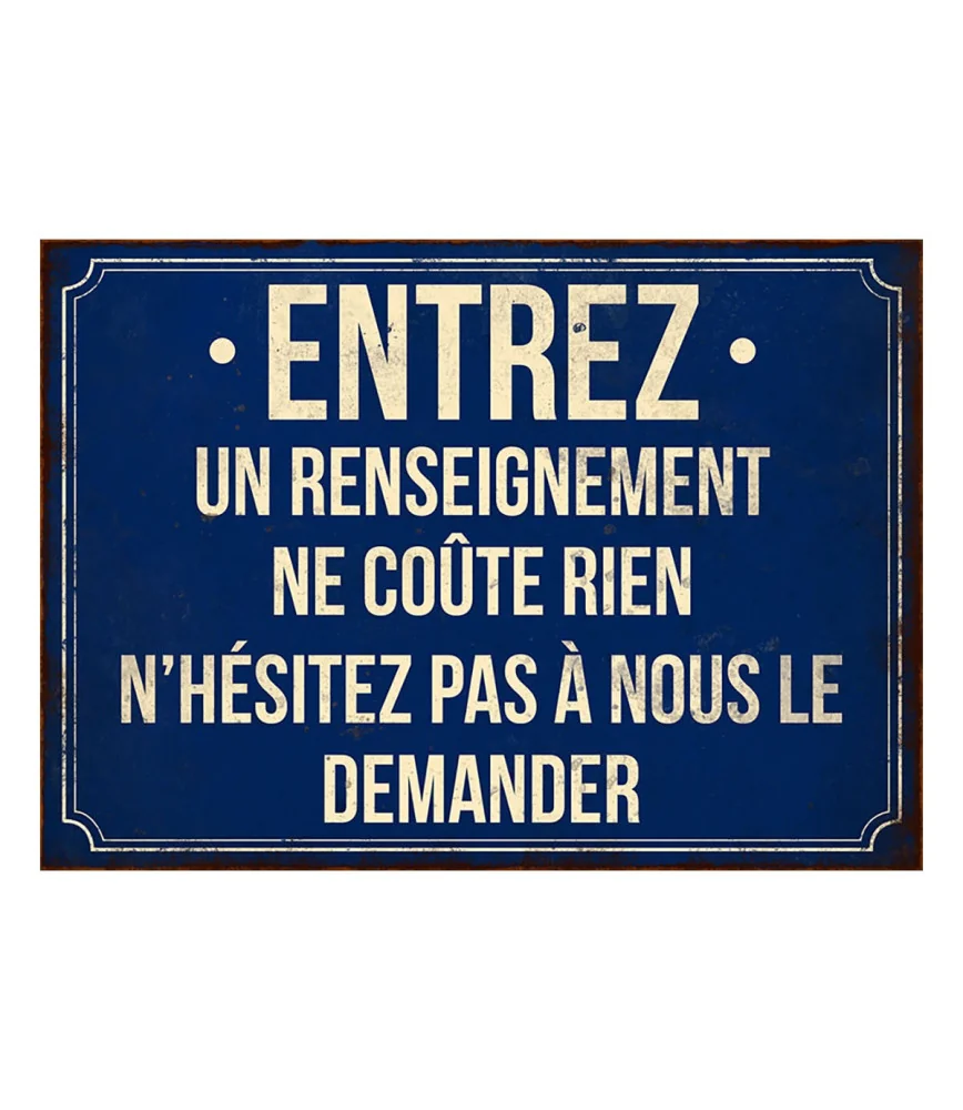 Plaque métal Entrez renseignement 21 x 15 cm