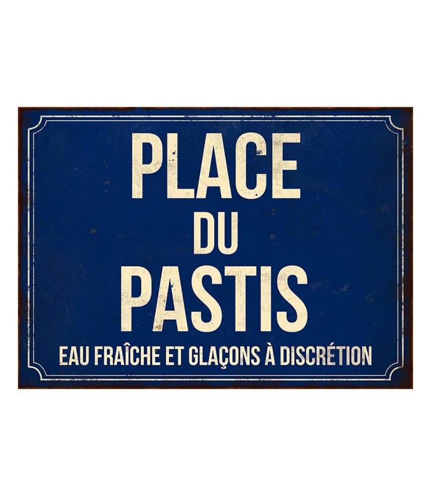 Plaque métal Place Pastis 21 x 15 cm