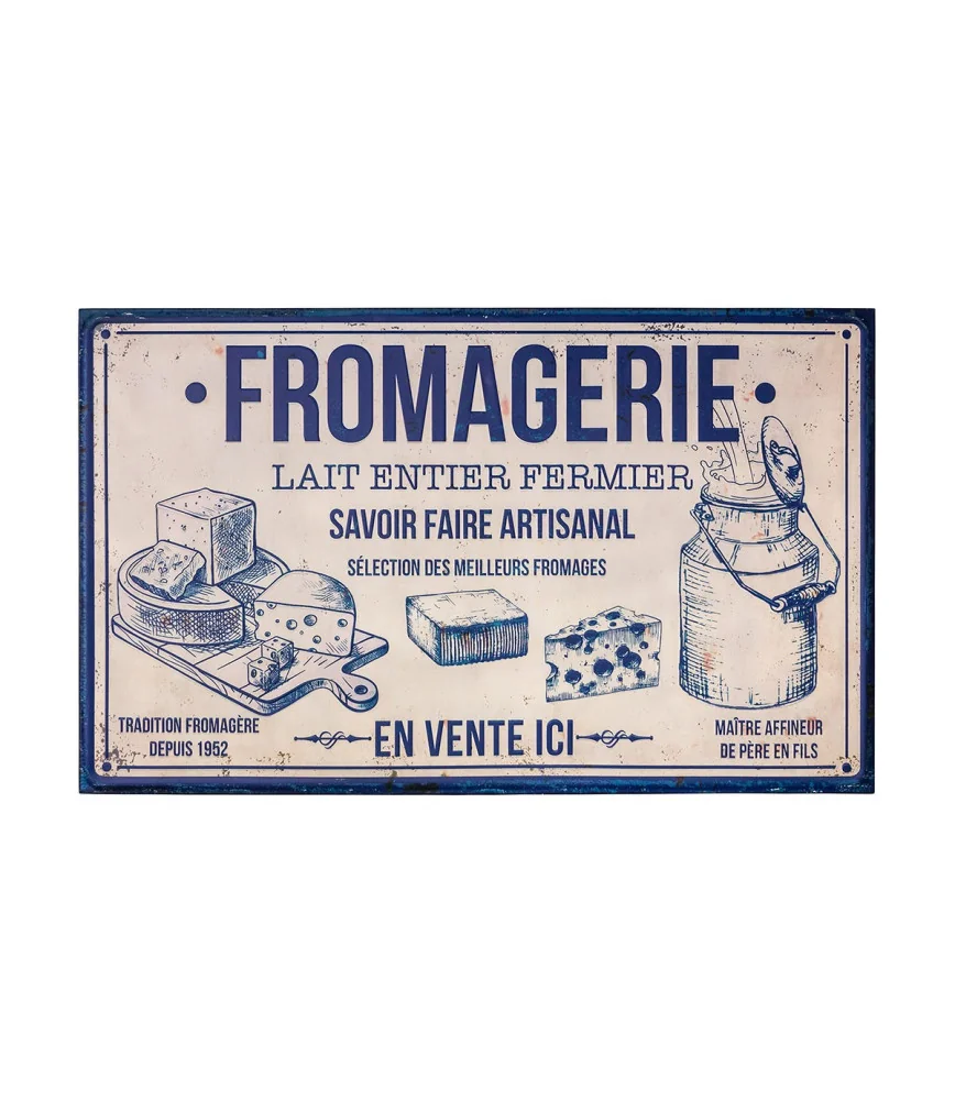 Panneau publicitaire métal Fromagerie 123 x 74 cm