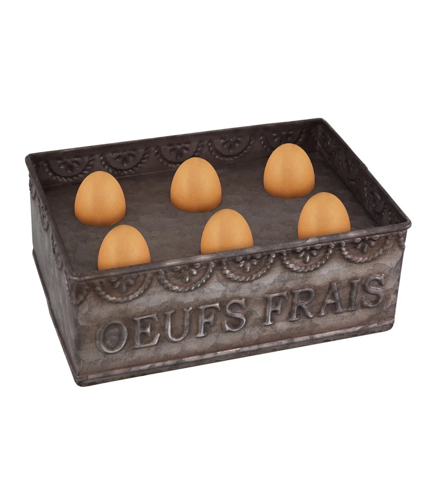 Boîte zinc "Œufs frais"