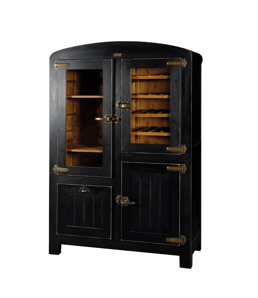 Armoire bistro 2 portes vitrées 1 porte 1 tiroir