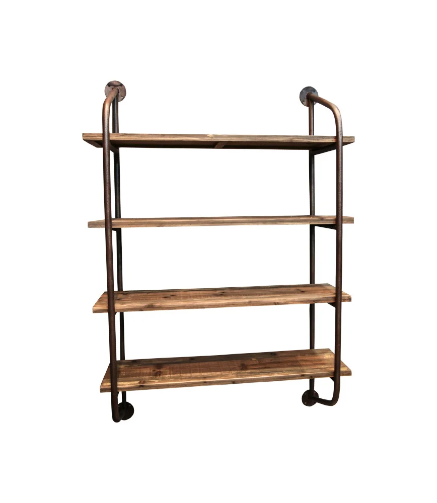 Etagère murale industrielle 4 plateaux bois