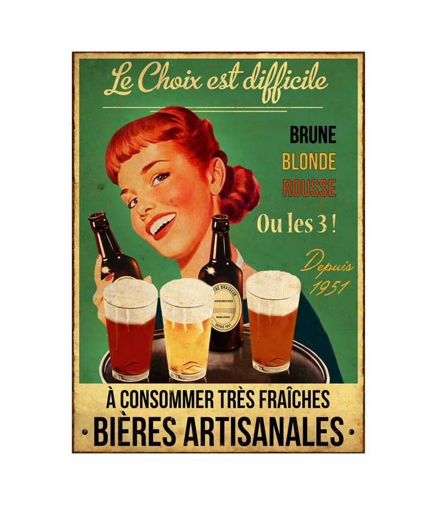 Plaque "Bières artisanales" 33 x 25 cm