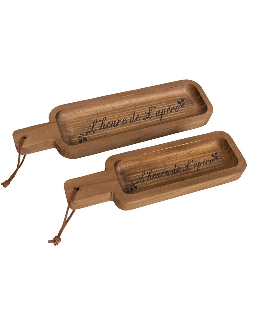 Set 2 plateaux bois "Apéro"