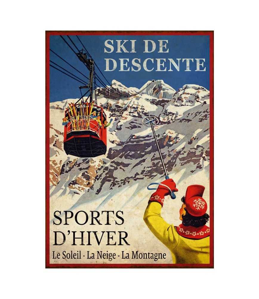 Plaque "Ski de descente" 28 x 22 cm