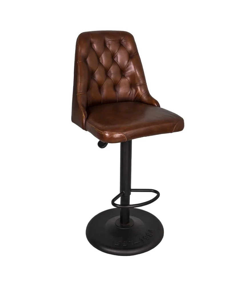 Chaise de bar en cuir pied rond
