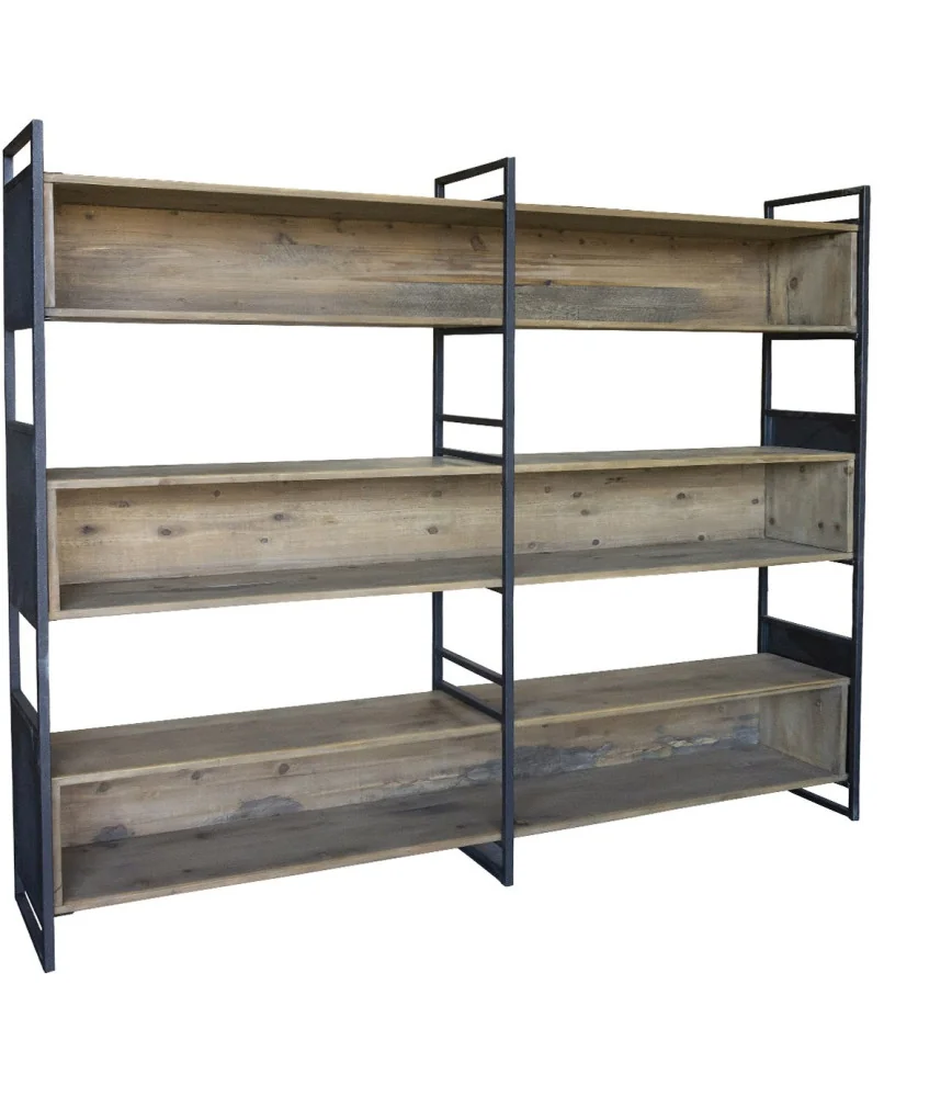 Bibliothèque Métal/Bois 3 casiers L200 X H200 X P40