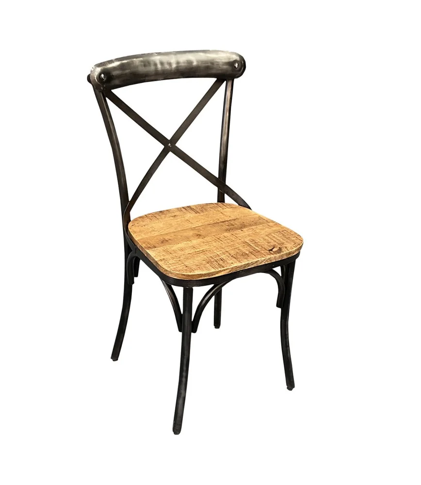 Chaise bois et fer 41 x 41 x 89 cm