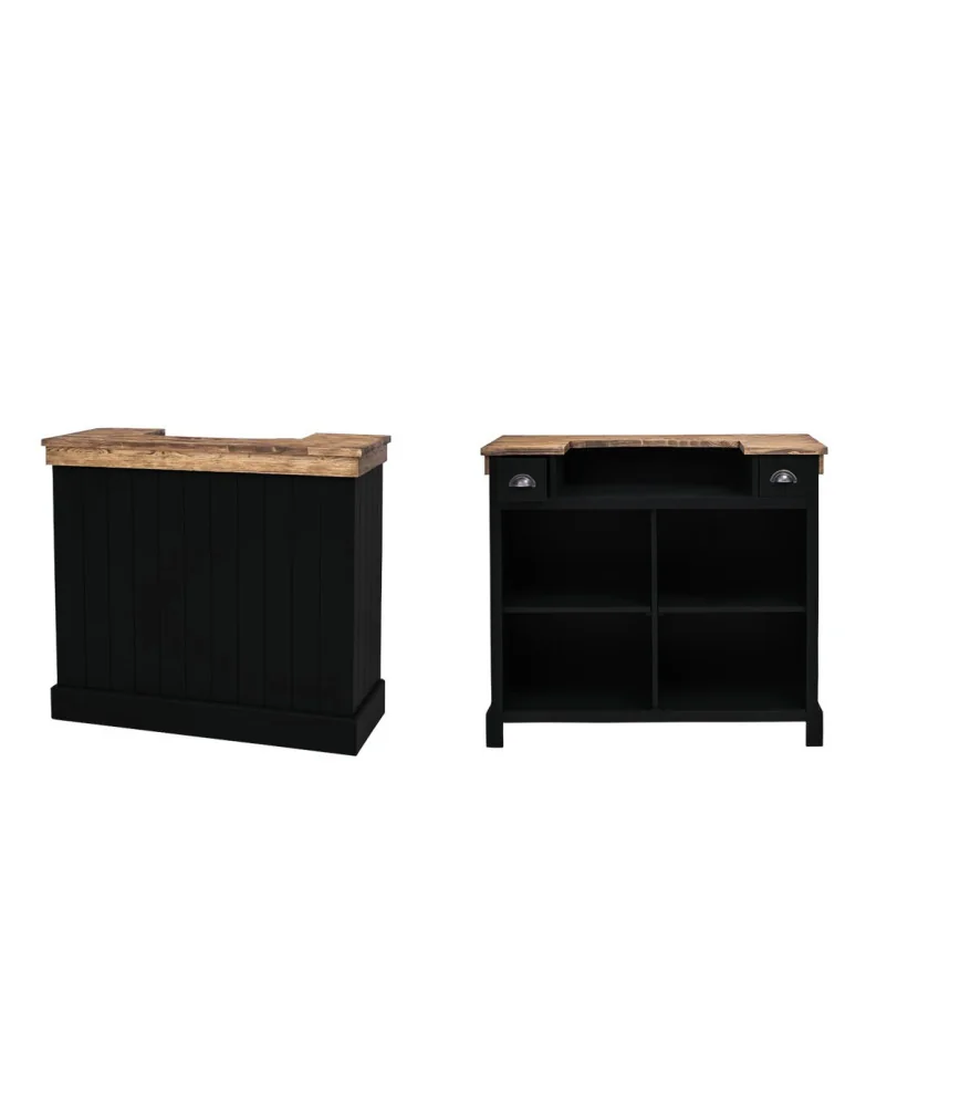 Comptoir de bar rayures verticales plateau brossé L120 x H107 x P51