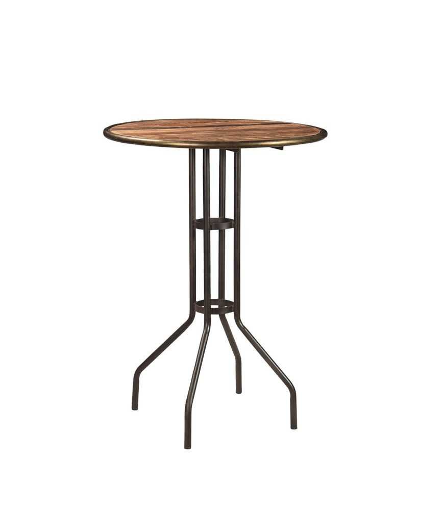 Table bistro métal/vieux bois naturel H:110 Ø:80cm