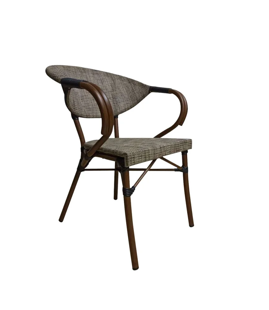 Fauteuil de terrasse Moka gris clair empilable