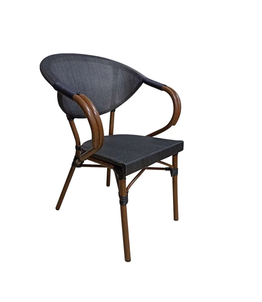 Fauteuil de terrasse Moka gris foncé empilable