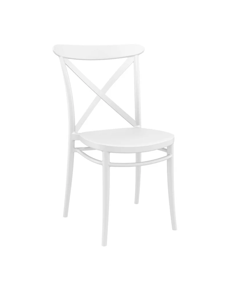 Chaise cross blanche empilable