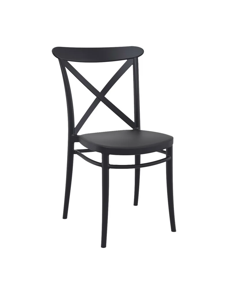 Chaise cross noire empilable