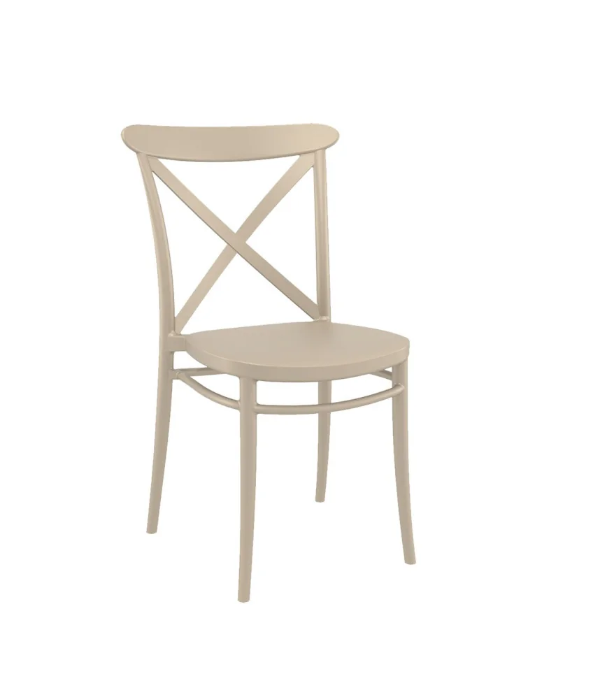 Chaise cross taupe empilable