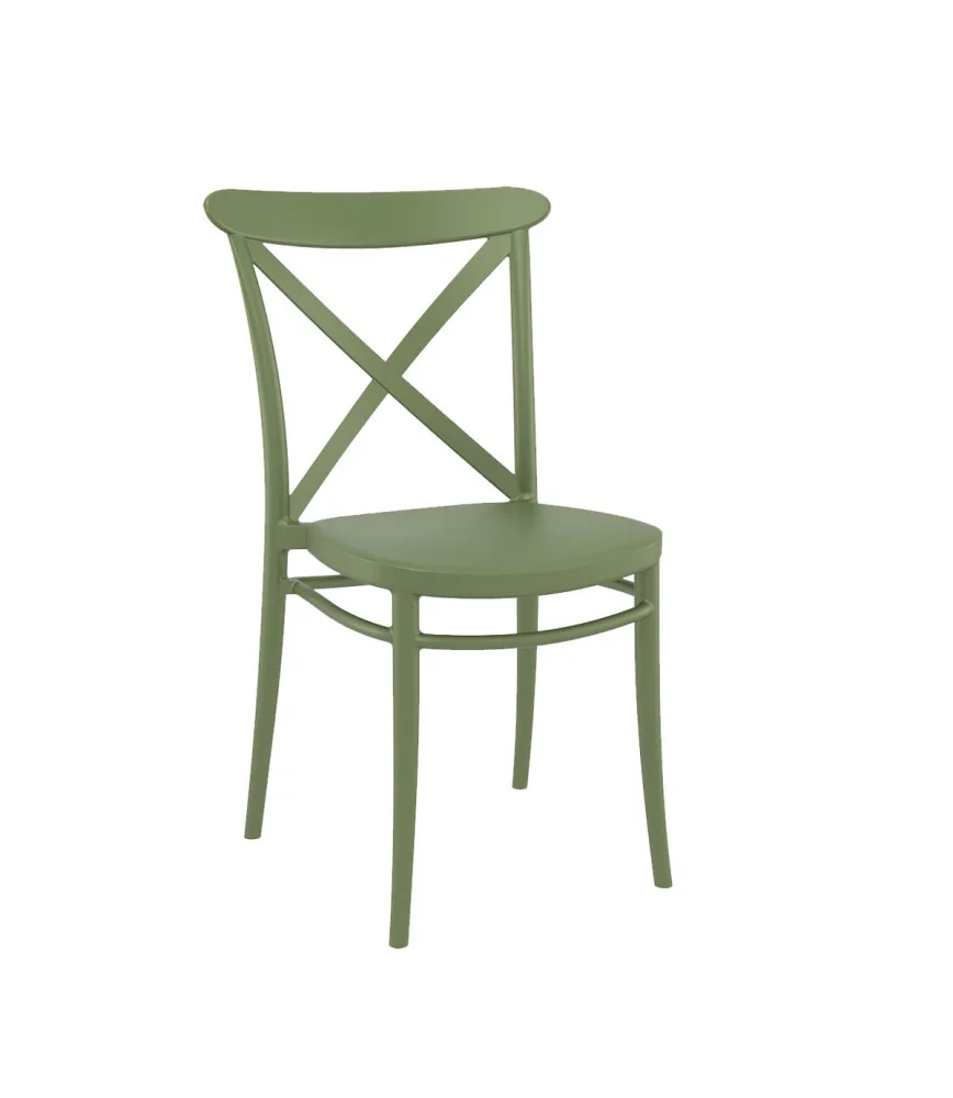 Chaise cross verte empilable