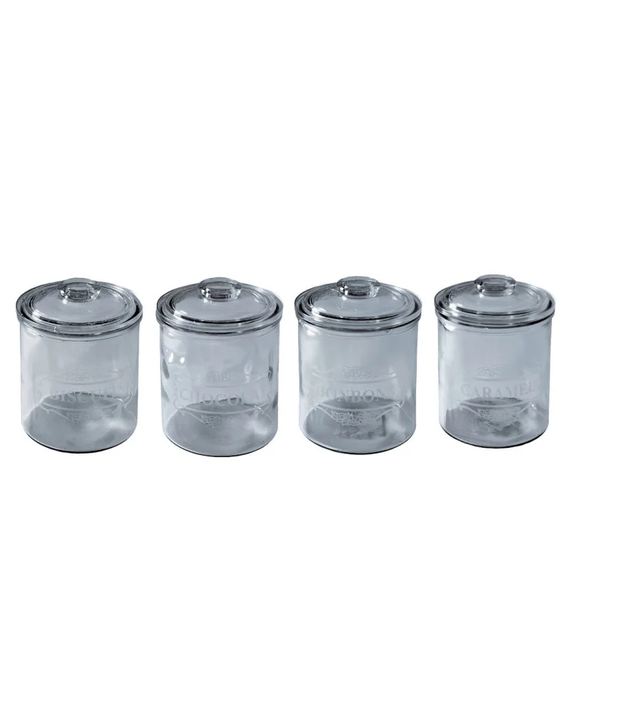 Set 4 pots couvercle pm biscuit-chocolat-bonbons-caramel